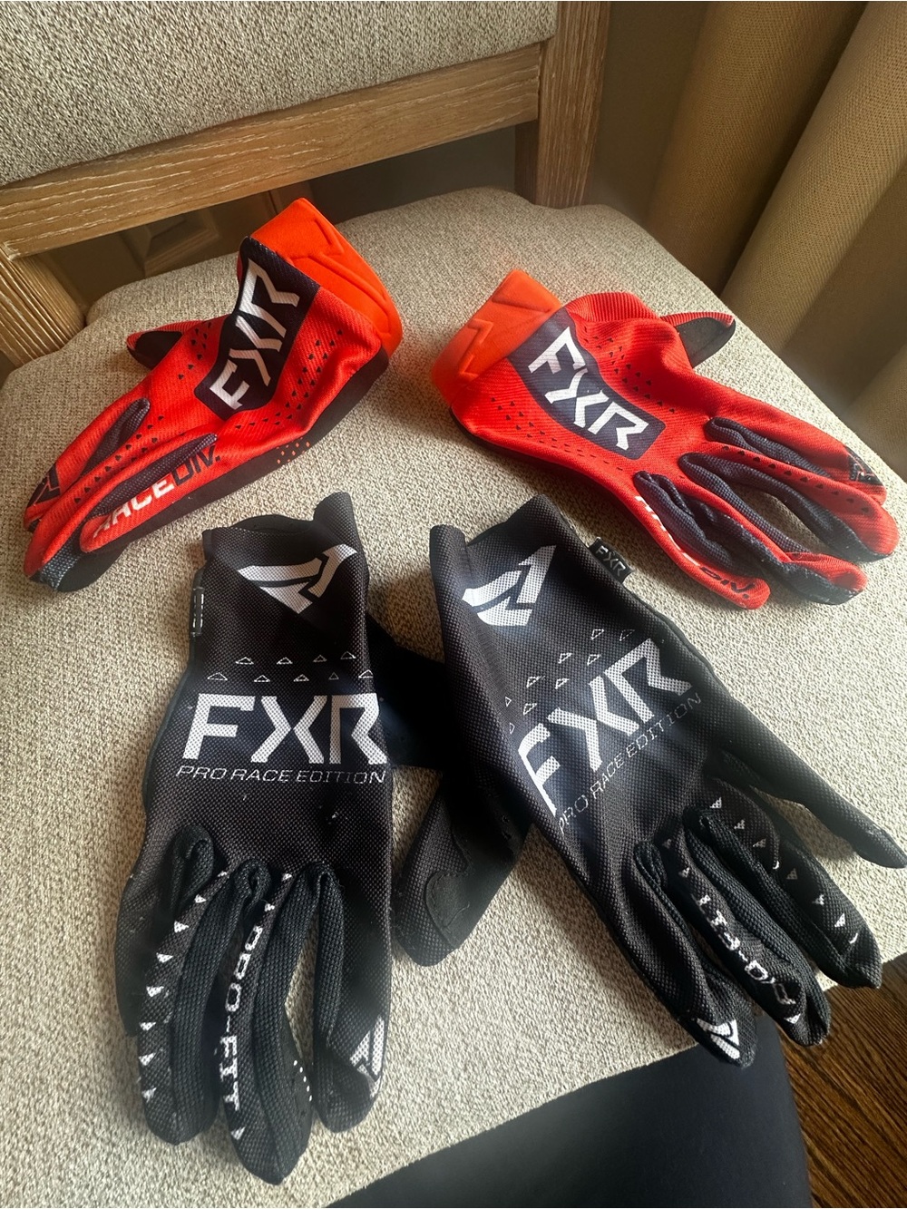 FXR Pro Race Edition MX Gloves x2 - Black & Orange, men’s large used